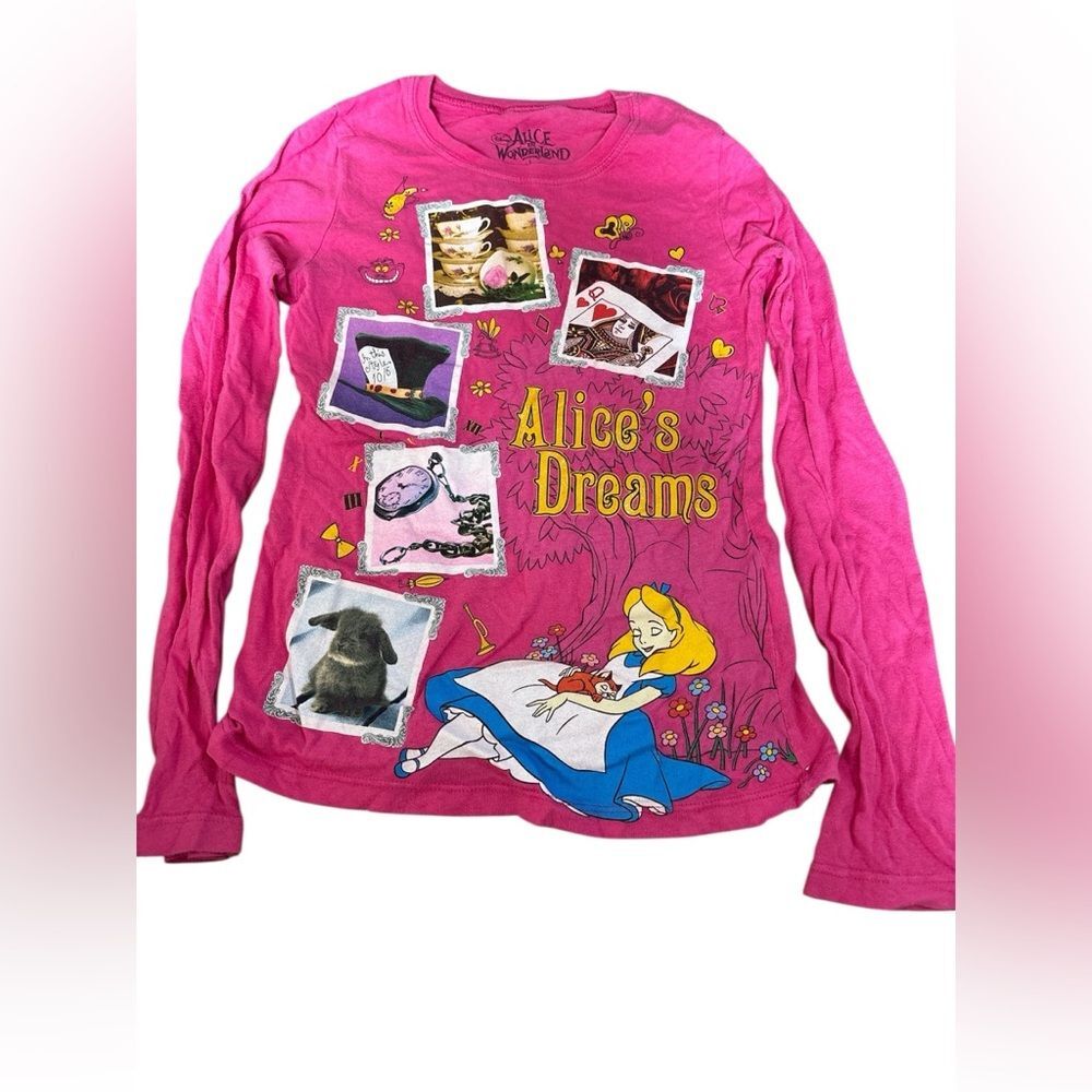 Alice In Wonderland Long Sleeve Alice’s Dreams Pink size 14 large 💯 Cotton